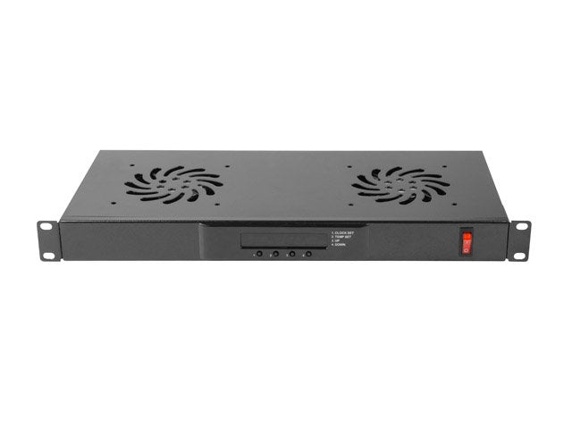 Panel De Ventilación Enracable Lanberg Ak-1502-B Lcd 2 Ventiladores + Termostato 1u Diseñado Para Armarios De 19'(48.26cm)