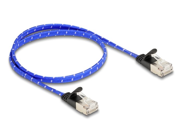 Delock Rj45 Cable De Red Plano Trenzado Cat.6a U/Ftp 0,5 M Azul