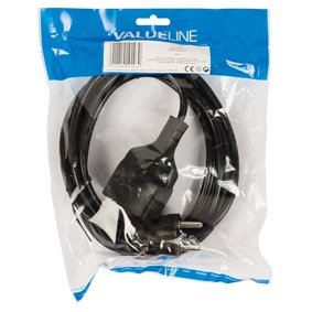 Cable De Alimentación Con Enchufe Shucko Macho Recto - Enchufe Schuko Hembra Recto De 3.00 M En Color Negro