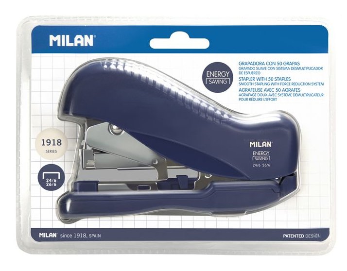 Milan Grapadora Compacta Energy Saving Reductor De Esfuerzo Blister Azul