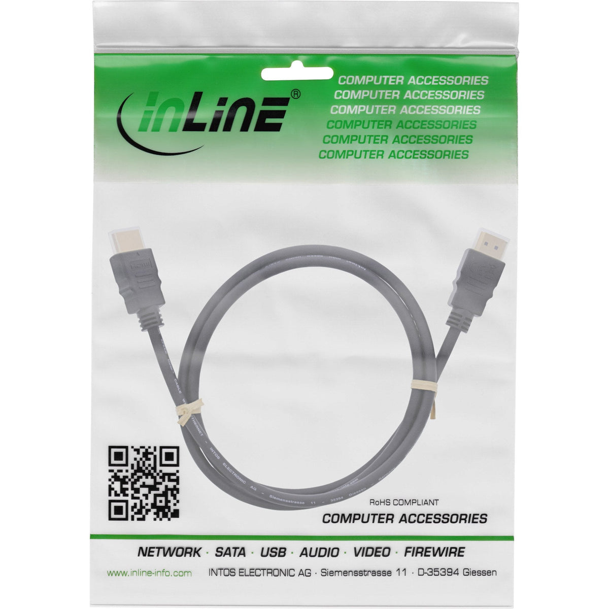 Inline® Hdmi Cable, Hdmi High Speed With Ethernet, Macho / Male, Negro, 5m