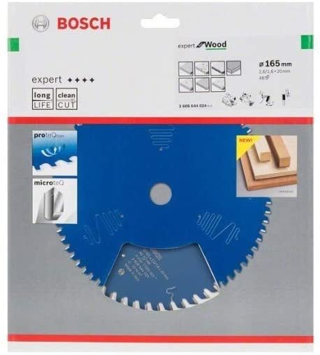 Hoja De Sierra Circular Bosch Expert Para Madera, Ø 165 Mm, 48 Dientes (Diámetro De 20 Mm, Para Sierras Circulares Manuales) 48z 2608644024