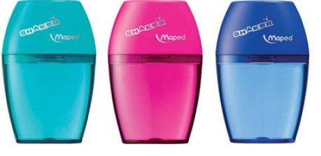 Maped Shaker Sacapuntas Con Deposito De Gran Capacidad - 1 Agujero - Forma Ergonomica - Colores Surtidos - Caja Expositora De 25 Uds.