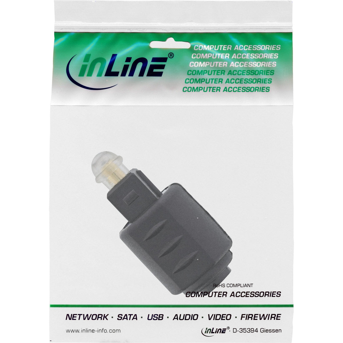 Acoplamiento De Audio Óptico Inline Hembra De 3,5 Mm A Macho Toslink