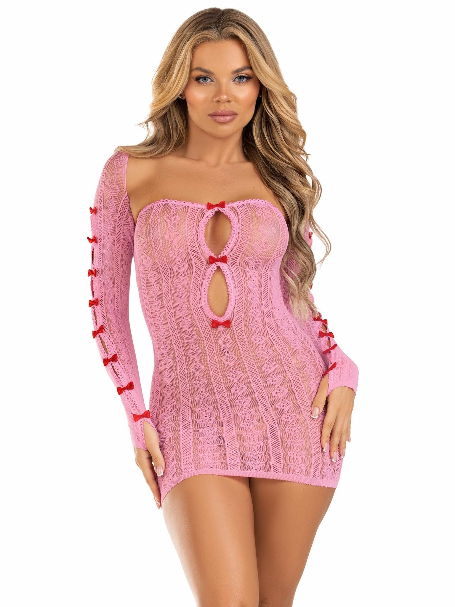 Leg Avenue - Vestido Corazon & Lazos Rosa Talla Única