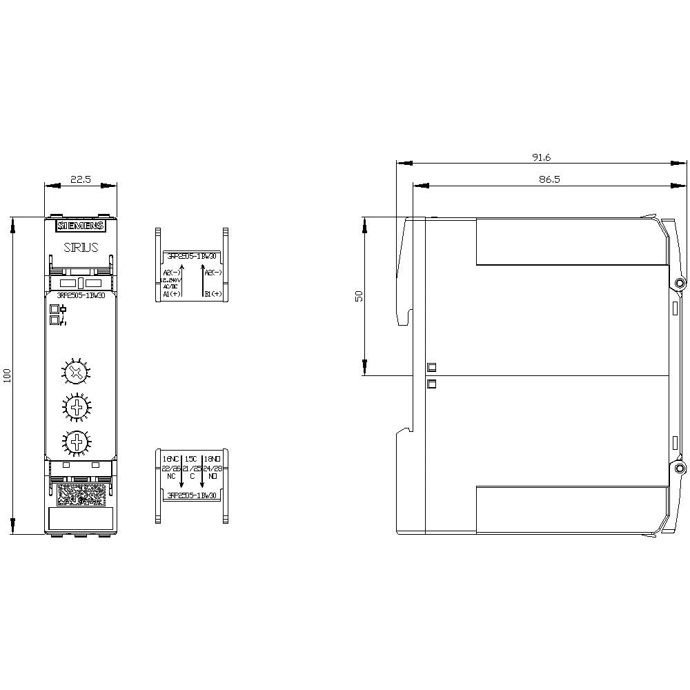 Siemens 3rp25051bw30 Zeitrelais Multi- Funktion 2w 27funkt. 15zeitber.