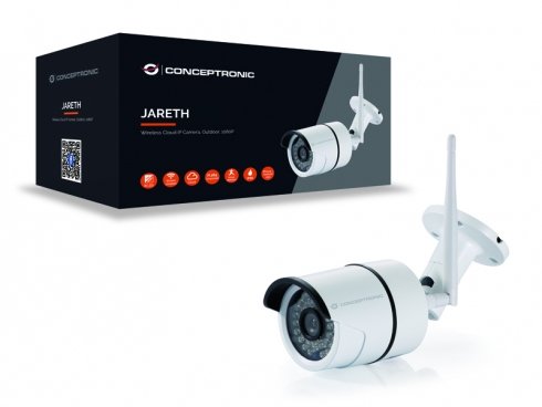 Camara Ip Conceptronic Jareth01w 1080p Qr Led Exterior / Interior Wifi Cloud Compatible Con Alexa