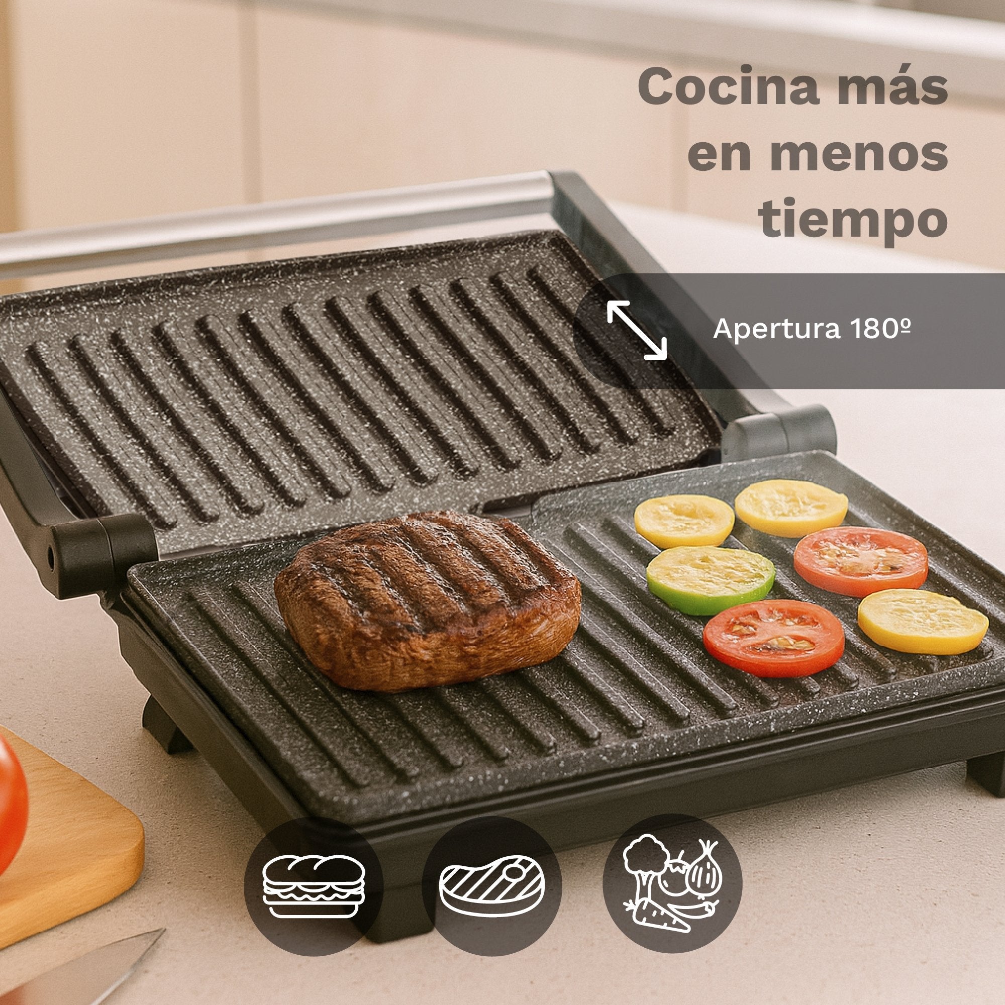 Grill Eléctrico Grunkel Grl-Marble 1000w Tamaño 230*145mm