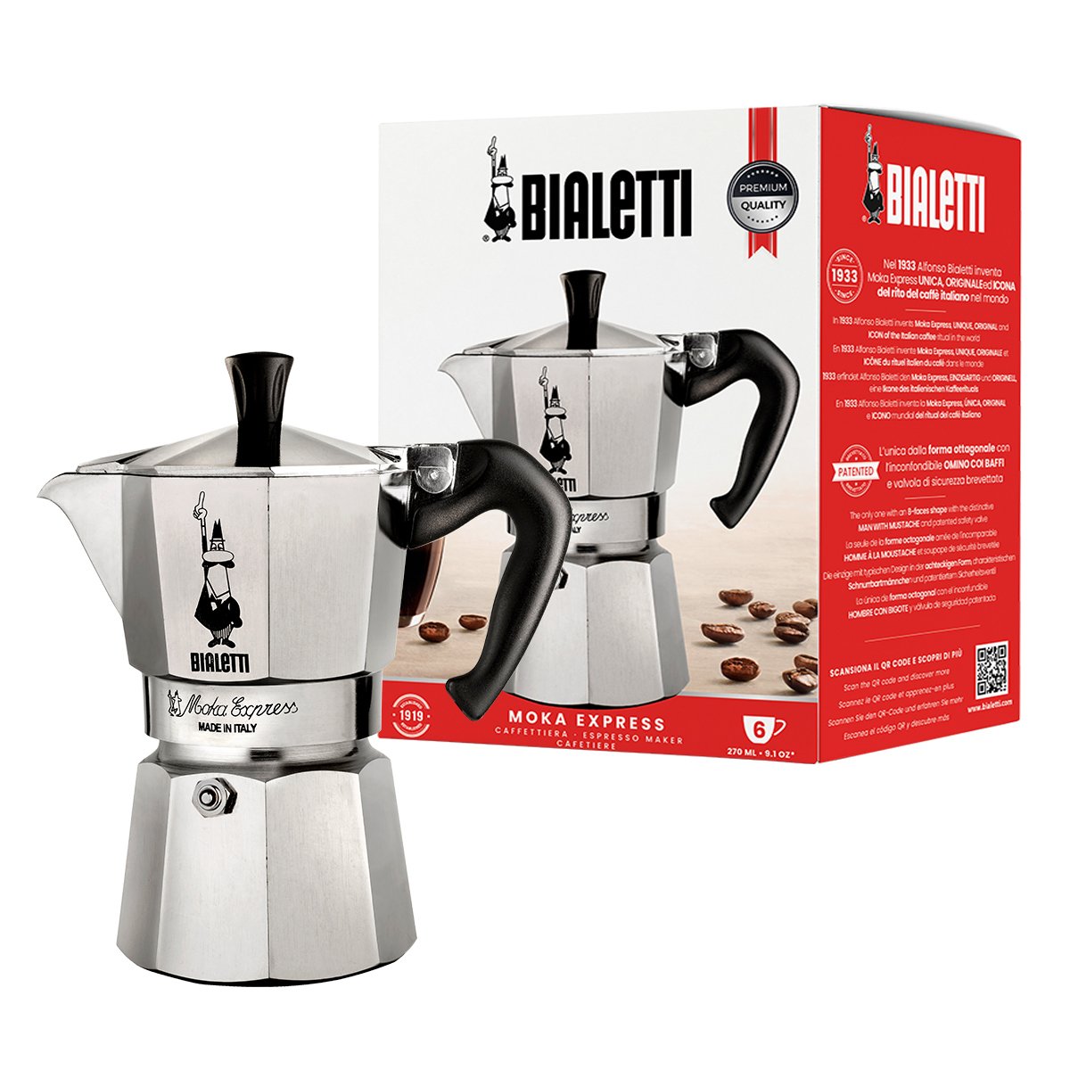 EAN 8006363011631 - Bialetti Moka Express Cafetera italiana 0,3 L Aluminio, Negro imagen 1