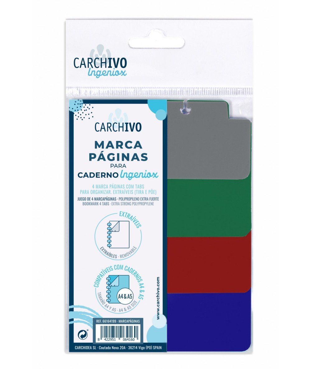 EAN 8422951064160 - CARCHIVO INGENIOX divisor Cartón, Polipropileno (PP) Azul, Verde, Gris, Rojo 4 pieza(s) imagen 1
