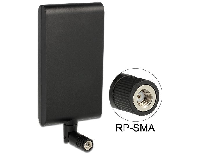 Delock 88904 Antena Wlan 802.11 Ac/A/H/B/G/N Macho Rp-Sma 7,5 - 10 Dbi Direccional Con Unión De Inclinación Negro