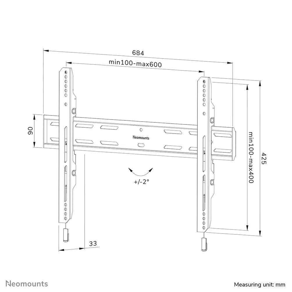 Neomounts Select Screen Wall Mount (Fixed, Vesa 600x400) (Wl30s-850bl16)