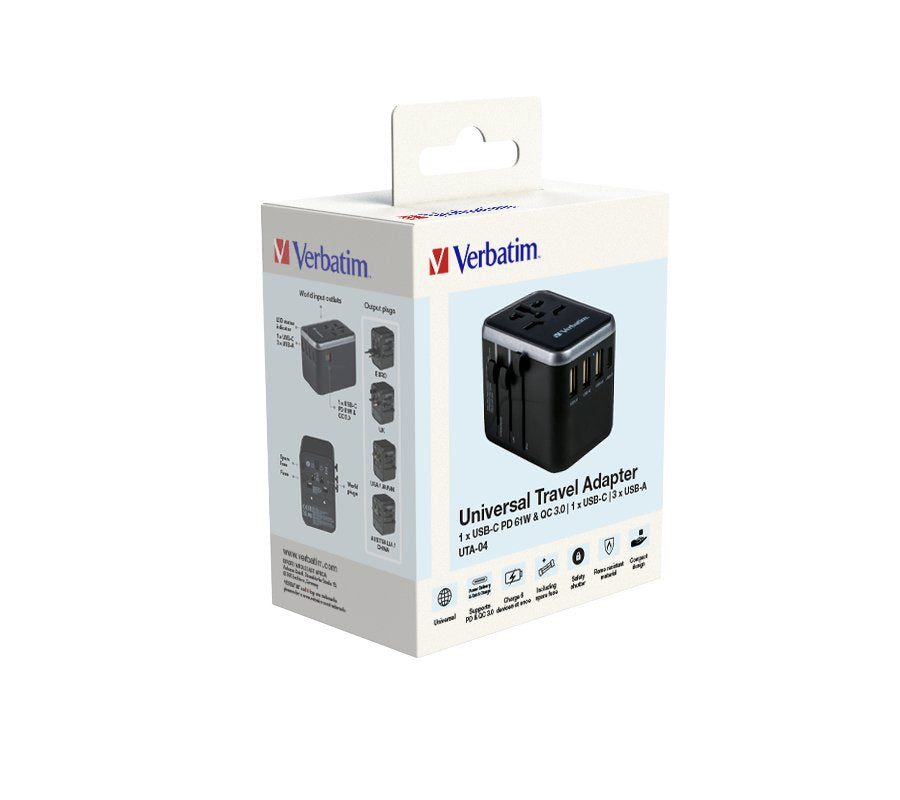 Verbatim Uta-04 Adaptador Con 1 Puerto Usb-C - 3 Puerto Usb-A - 1 Puerto Usb-C
