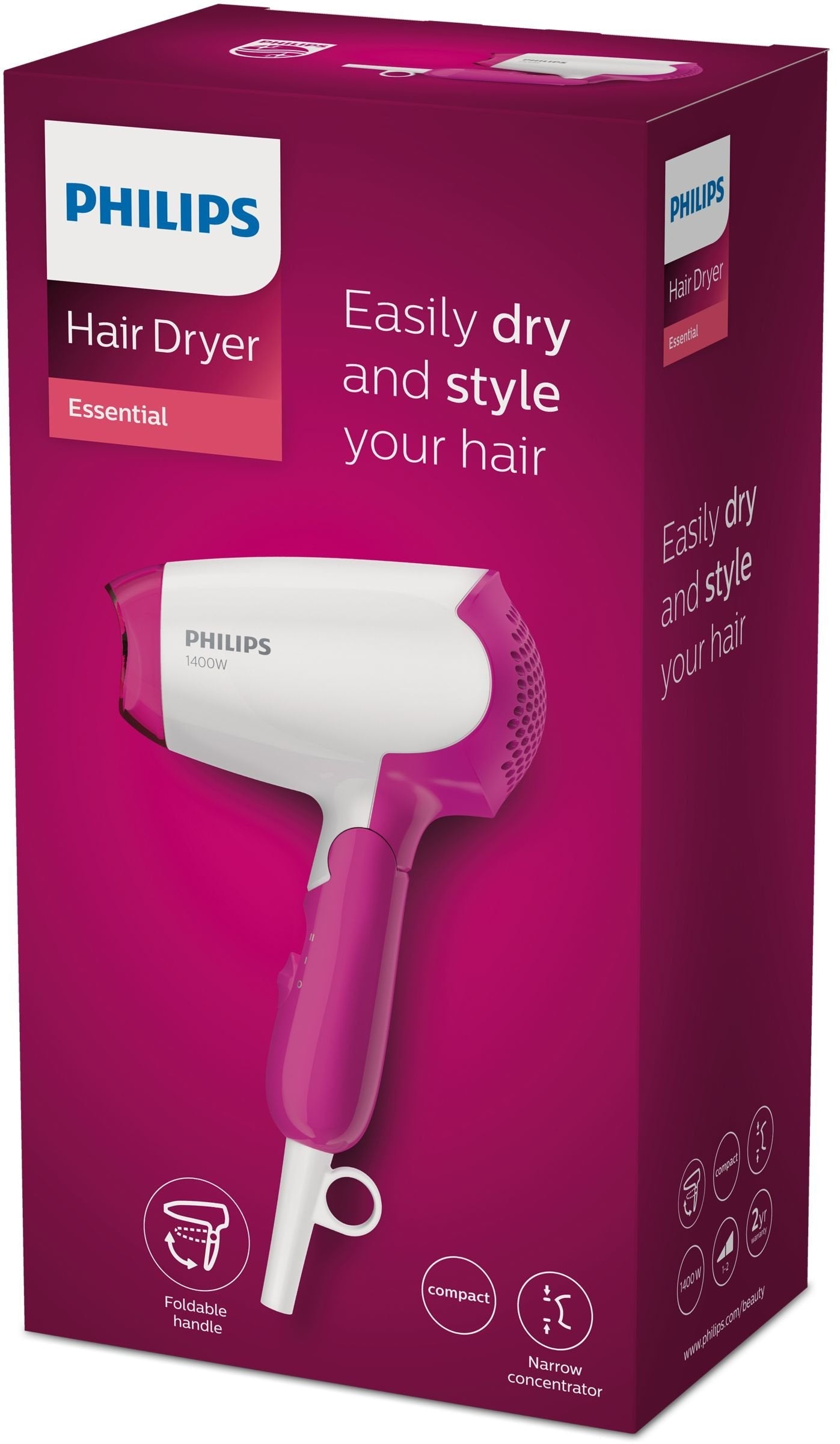 Philips Drycare Bhd003/00 Secador Rosa, Blanco 1400 W Bhd003/00