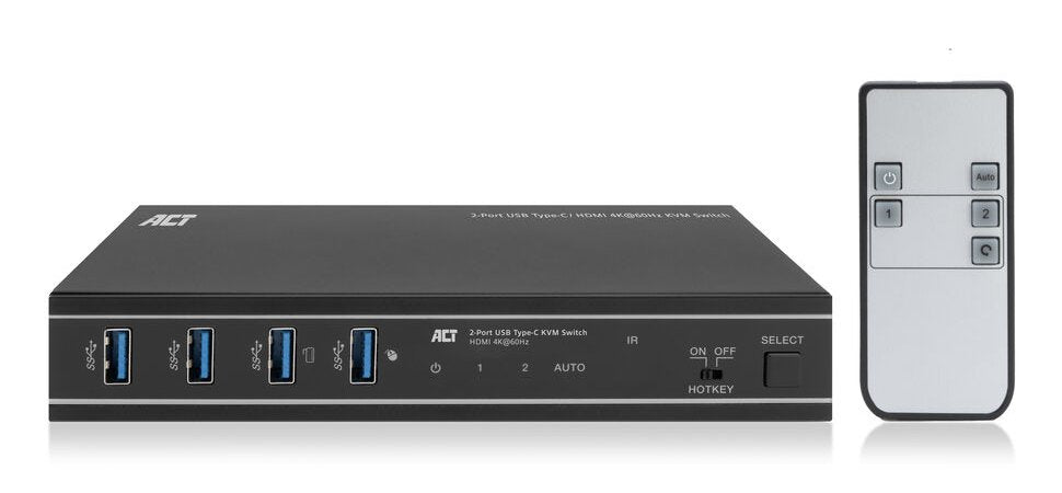Conmutador Kvm Act Connectivity 2 Puertos Usb C Hdmi 4k 2pc