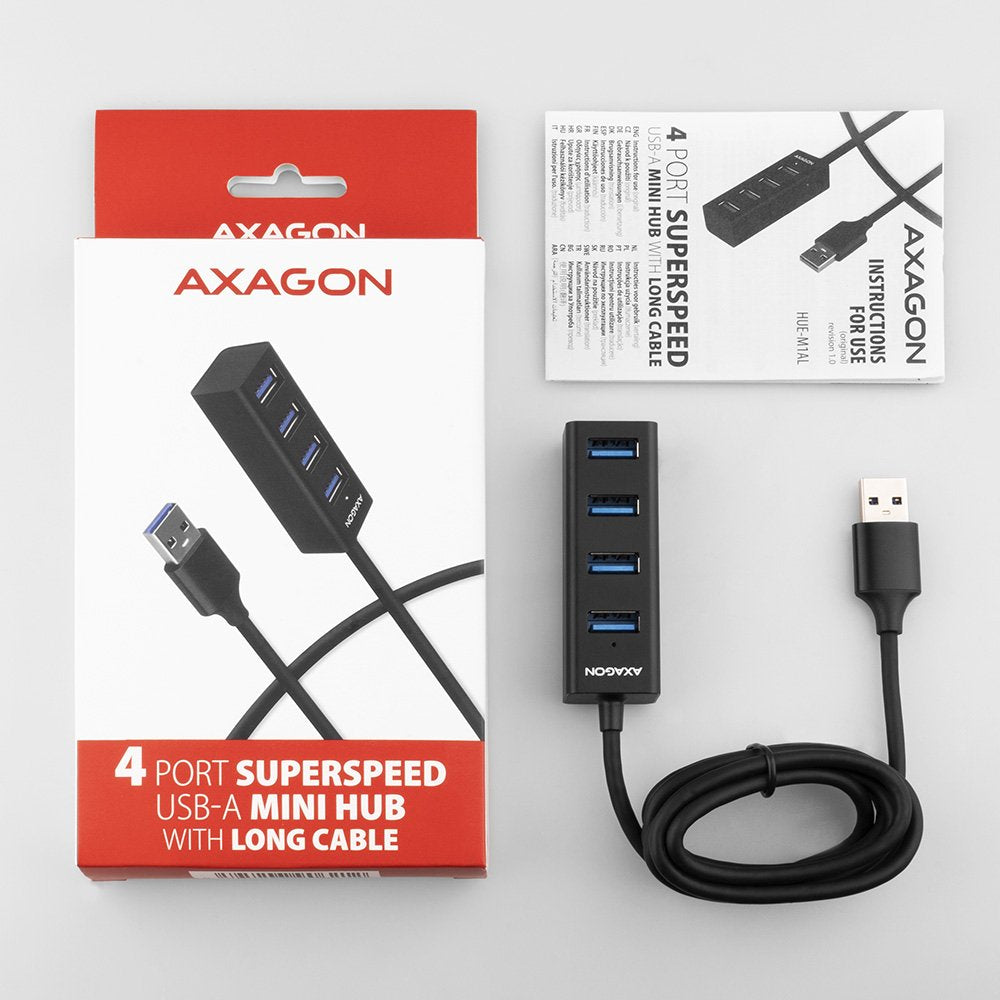 EAN 8595247906212 - Axagon HUE-M1AL hub de interfaz USB 3.2 Gen 1 (3.1 Gen 1) Type-A 5000 Mbit/s Negro imagen 6