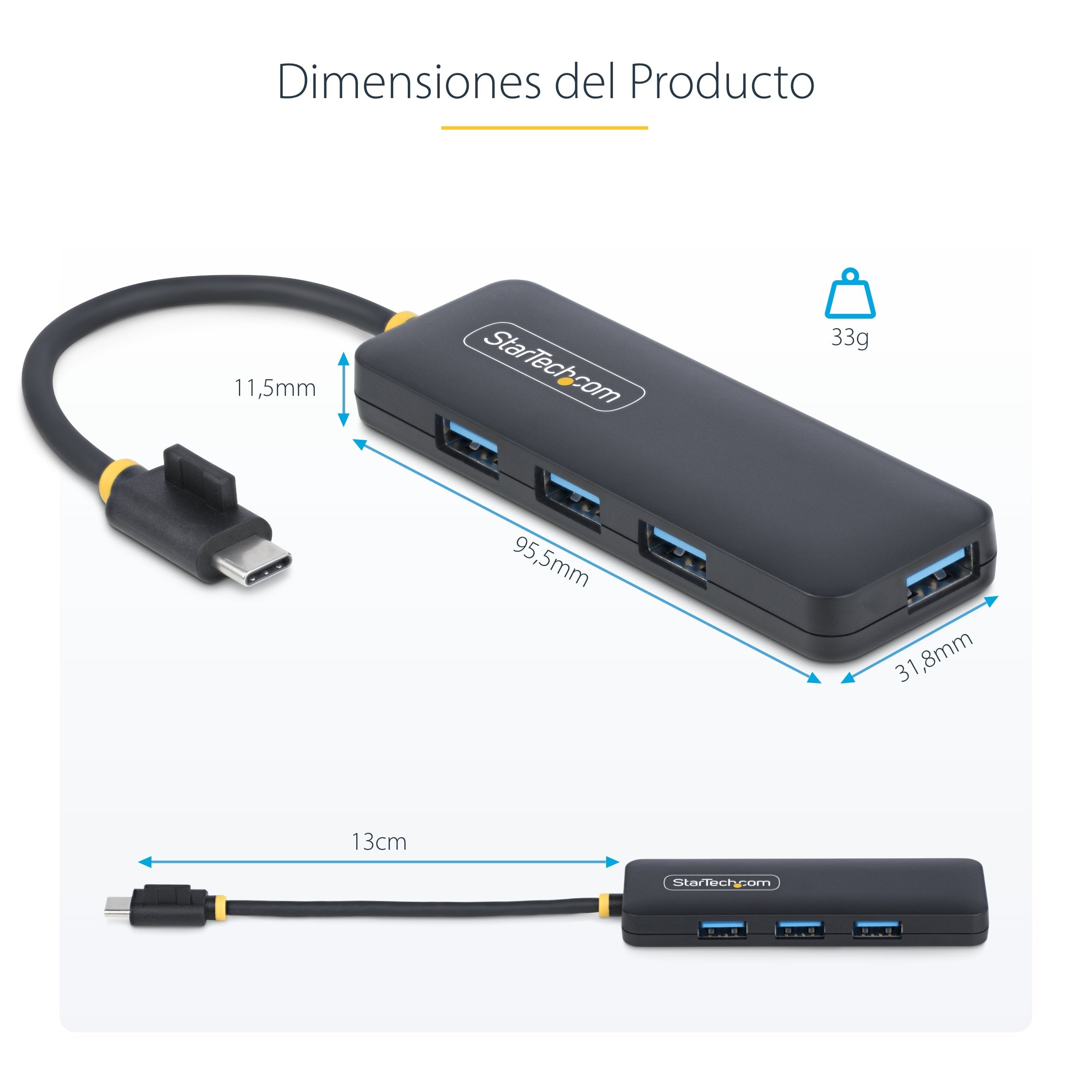EAN 0065030912136 - StarTech.com H5C4A-USB-HUB hub de interfaz USB 3.2 Gen 1 (3.1 Gen 1) Type-C 5000 Mbit/s Negro imagen 16