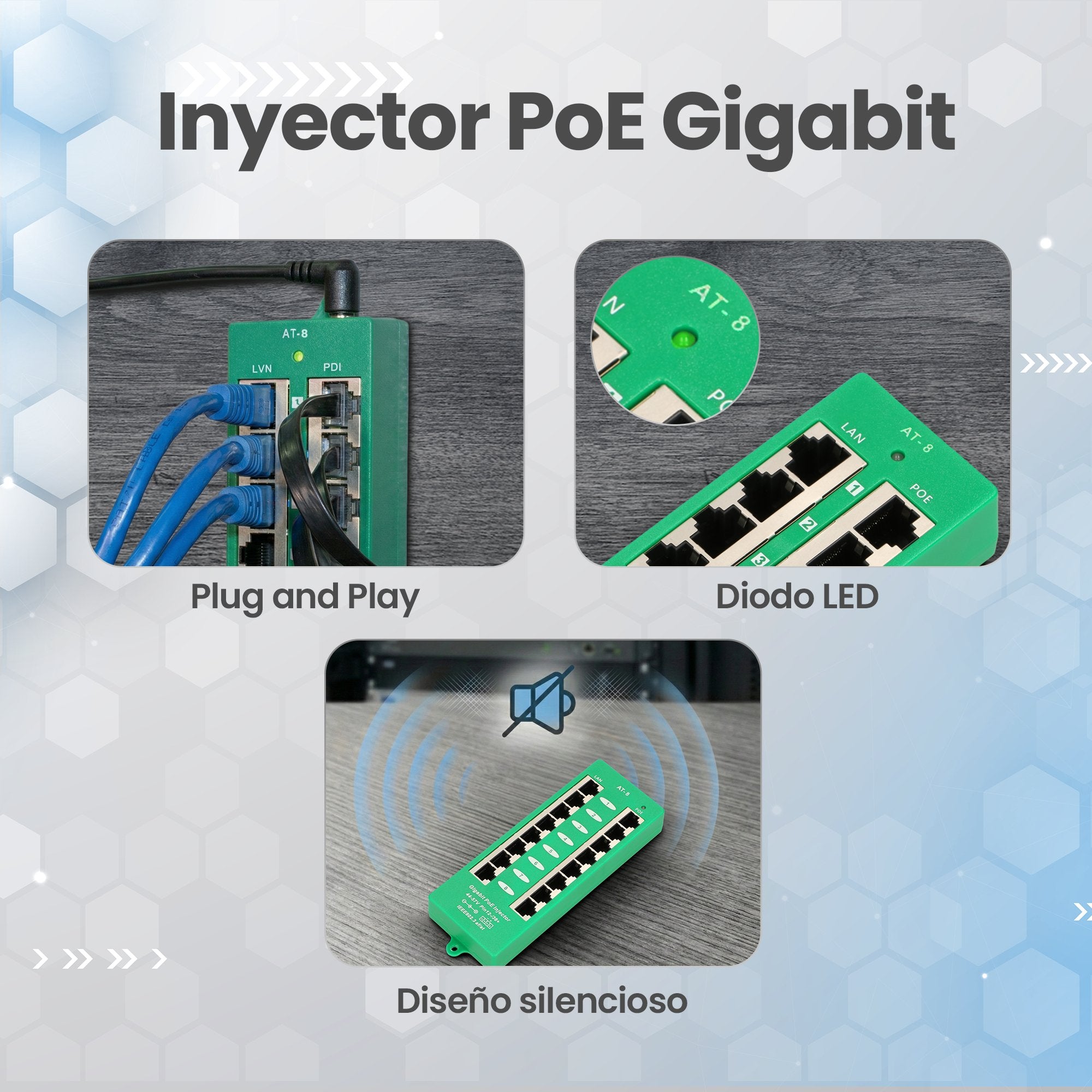 EAN 5903148912561 - Extralink ACTIVE POE INJECTOR 8 PORT GIGABIT 802.3AT/AF MODE A - 1 Gbps - 8-Port Gigabit Ethernet 48 V imagen 16
