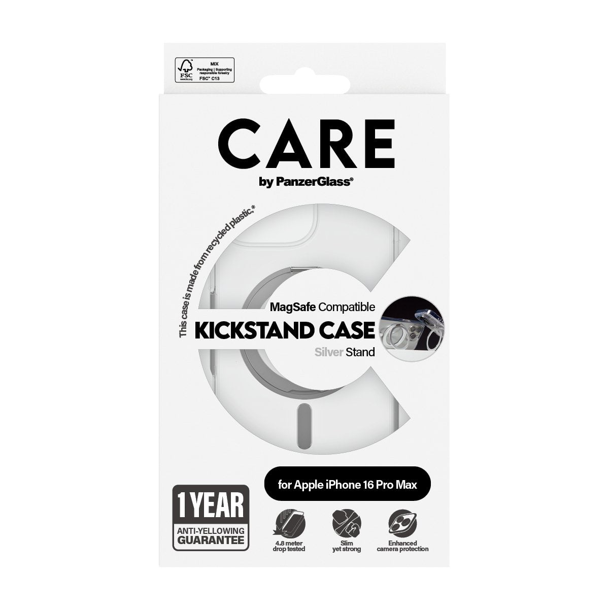 EAN 5715685003905 - PanzerGlass CARE™ by ® Case Transparent w. Silver Kickstand & MagSafe iPhone 16 Pro Max funda para teléfo imagen 3