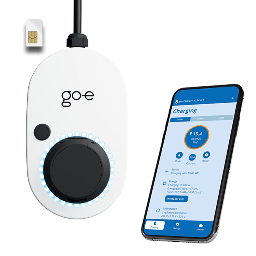 Cargador Go-E Gemini 2.0, 22 Kw 32 A Trifásico, Wallbox Blanco/Negro, Sin Cable, 4g/Lte Ch-05-22-51