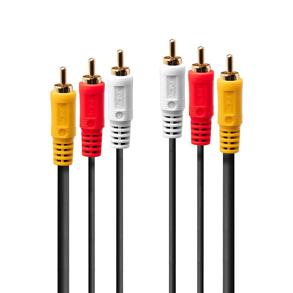 Lindy 35690 Cable De Audio 1 M 3 X Rca Negro, Rojo, Blanco, Amarillo