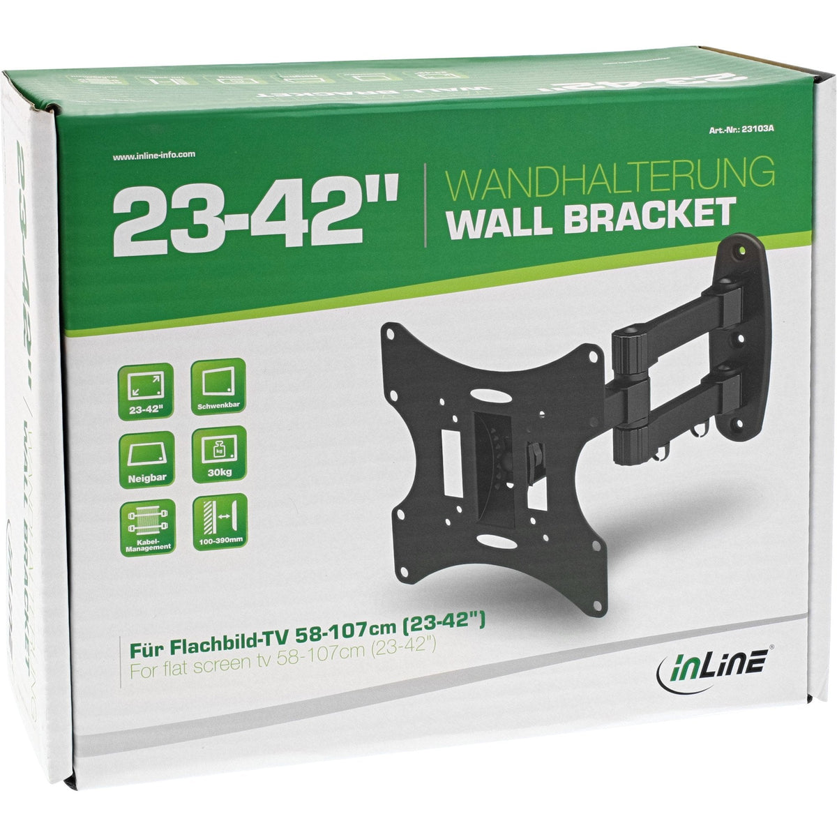 Soporte De Pared Inline Para Tft / Led / Plasma 58 - 107 Cm 23 - 42" Máx. 30 Kg