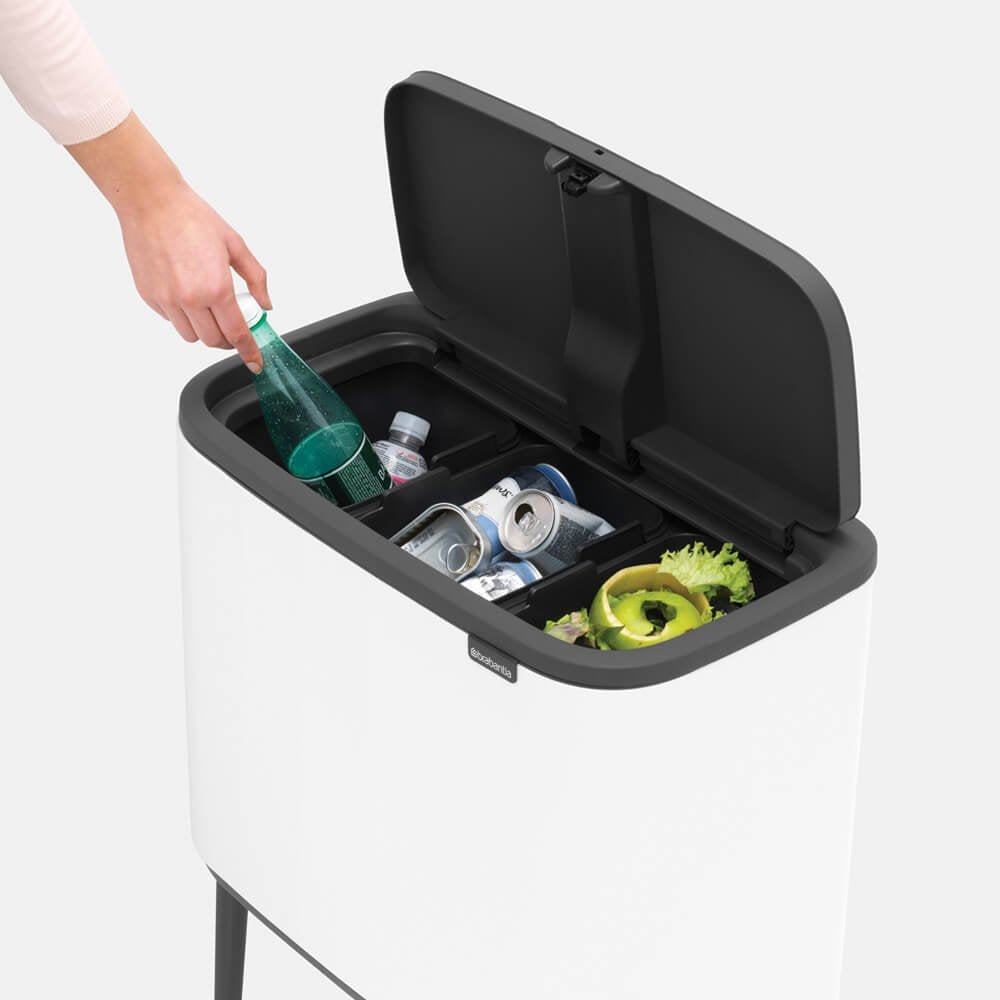 Brabantia 313523 Papelera 33 L Rectangular Acero Inoxidable Negro, Blanco