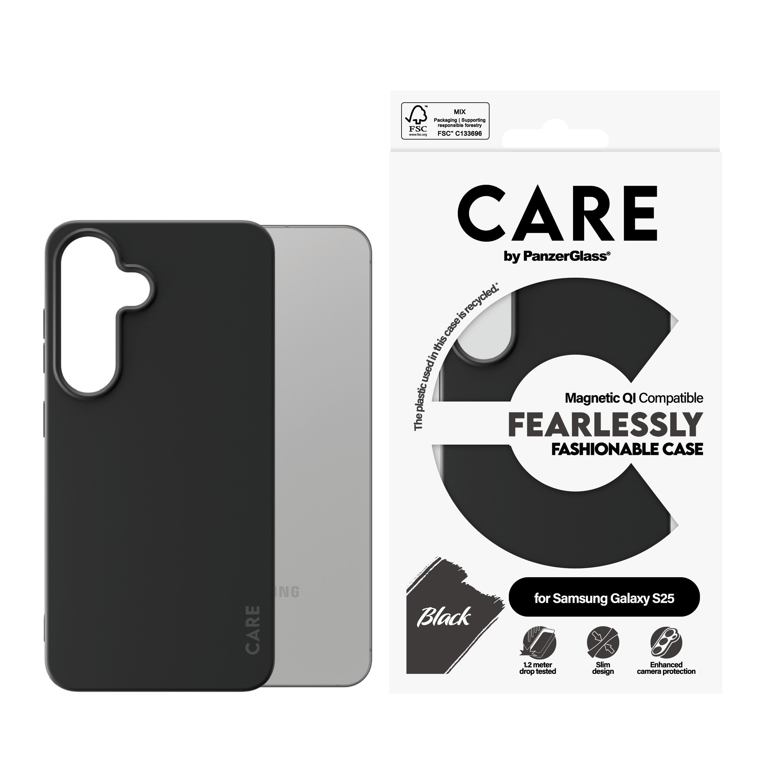 EAN 5715685016523 - PanzerGlass CARE™ by ® Case Black w. Qi Compatible Samsung Galaxy S25 funda para teléfono móvil Negro imagen 2