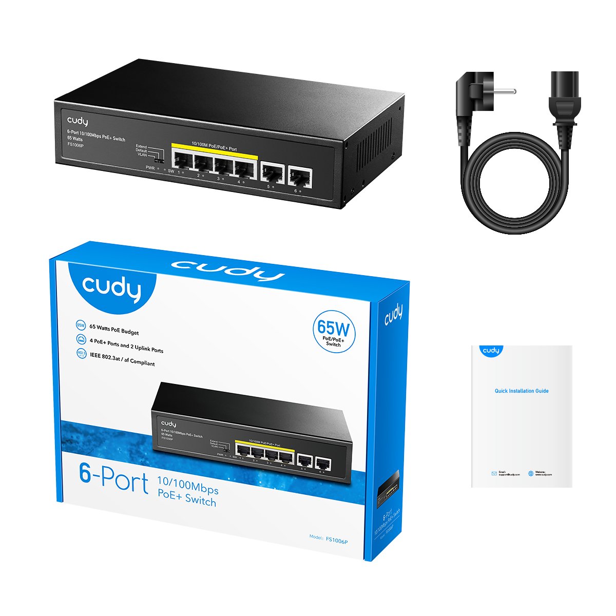 EAN 6971690790264 - Cudy FS1006P switch Fast Ethernet (10/100) Energía sobre Ethernet (PoE) Negro imagen 4