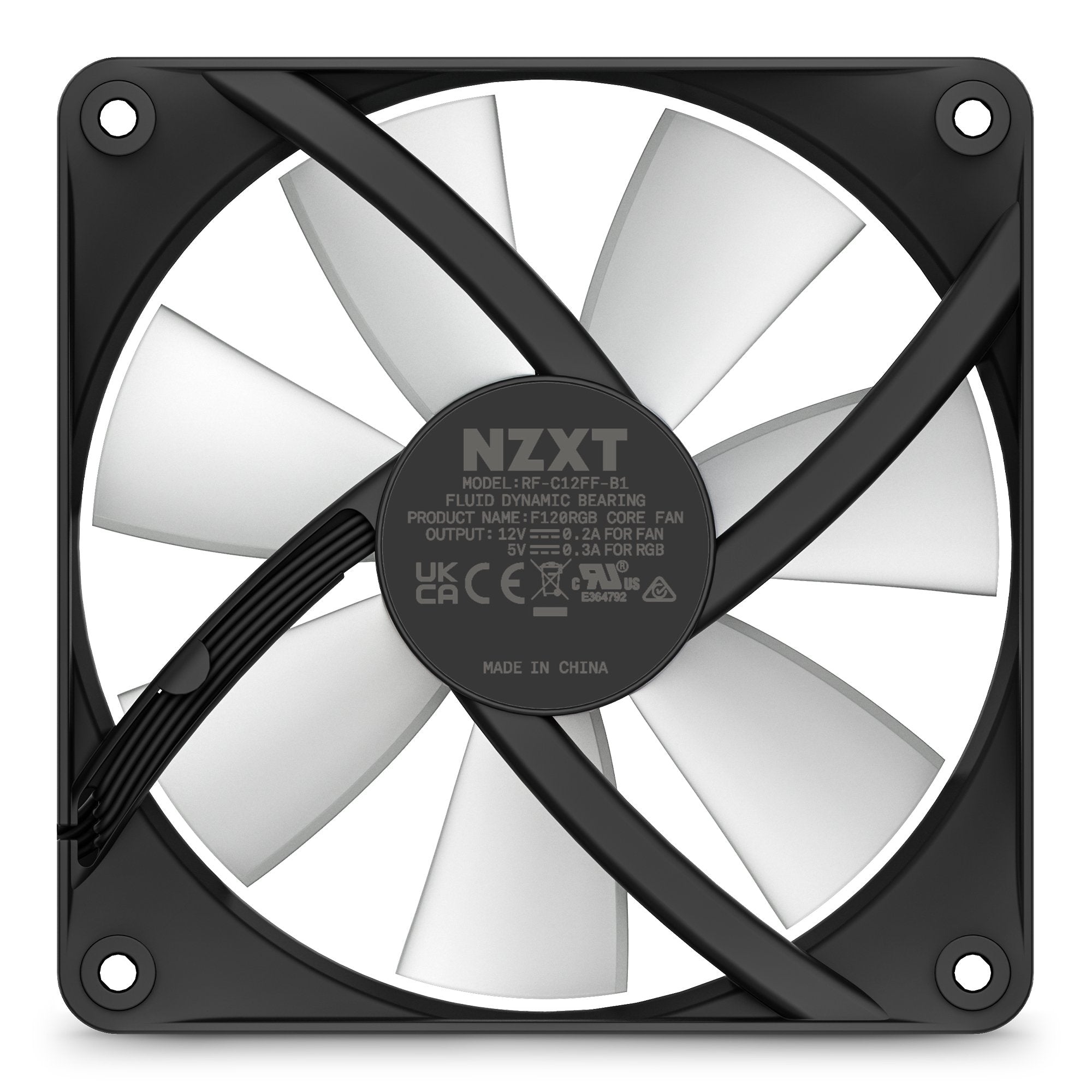 Ventilador  Nzxt 120mm Hub-Mounted Led Fan Single Black Rf-C12sf-B1 Retail