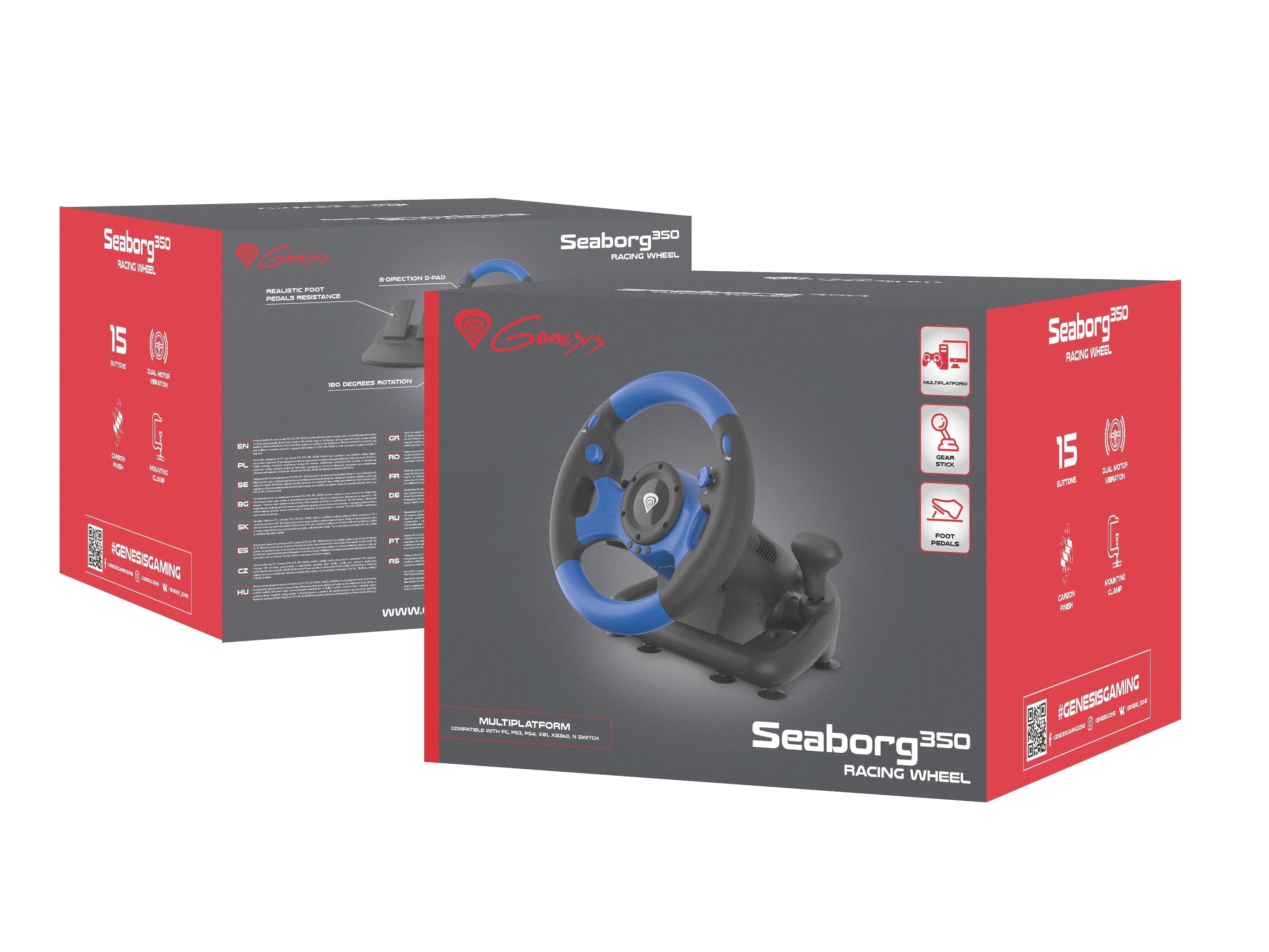 EAN 5901969425376 - GENESIS Seaborg 350 Negro, Azul USB Volante + Pedales Nintendo Switch, PC, PlayStation 4, Playstation 3,  imagen 9