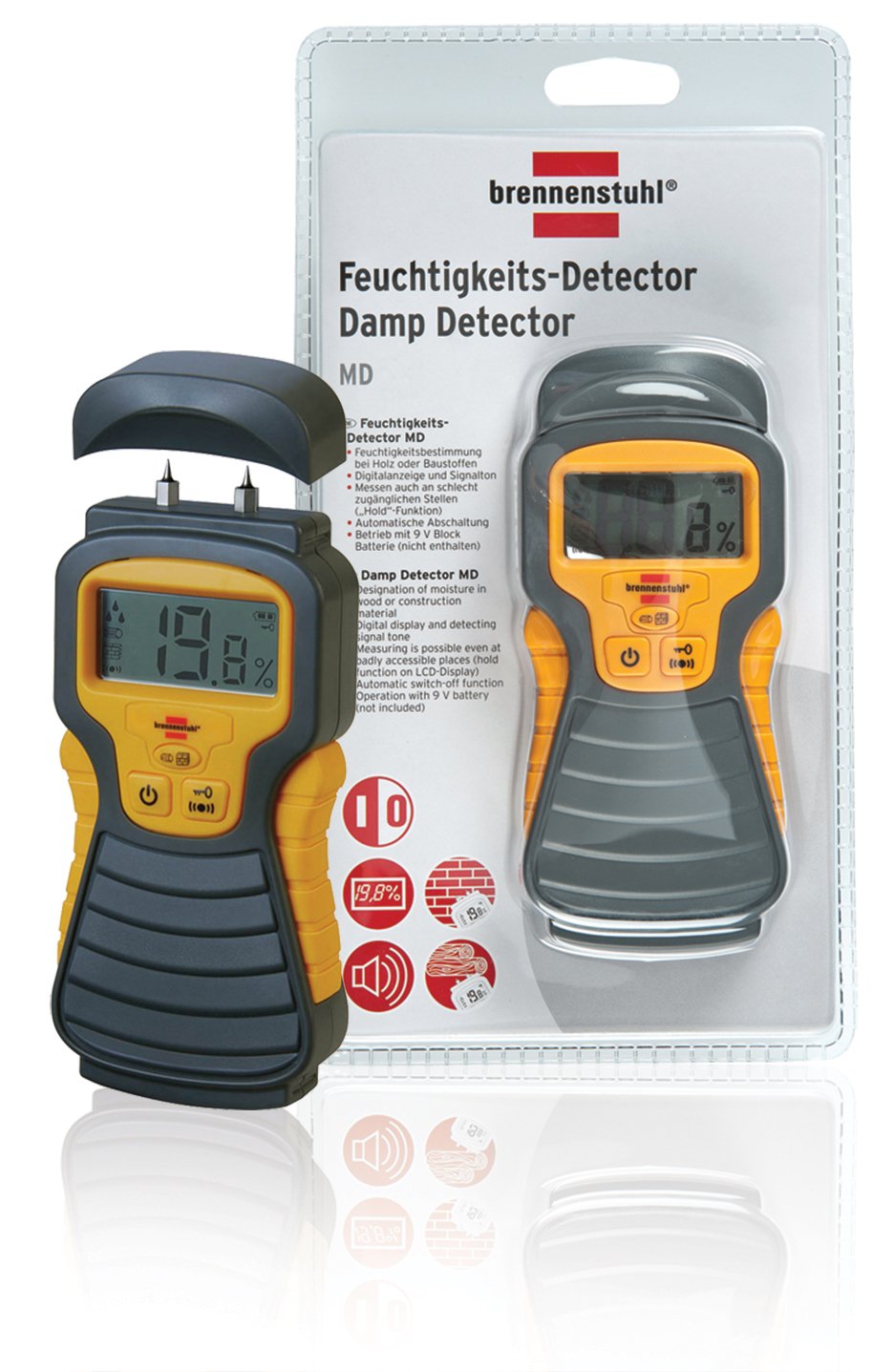 Brennenstuhl Moisture Detector Md, Medidor De Humedad (Gris Amarillo) 1298680