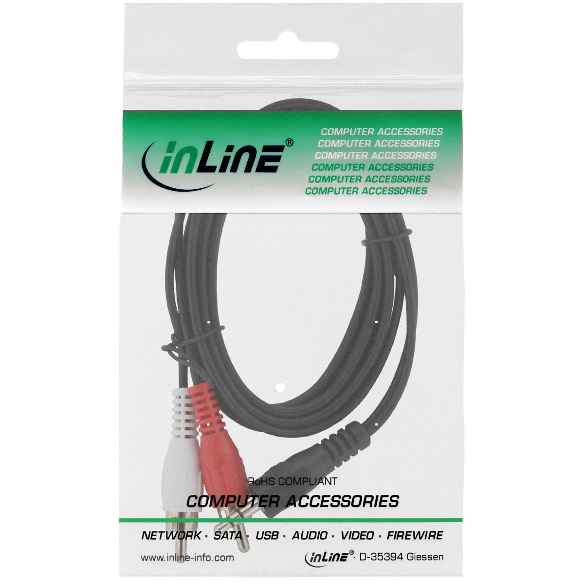 Cable De Audio Inline 2x Rca Macho A 3.5mm Estéreo Macho 2m