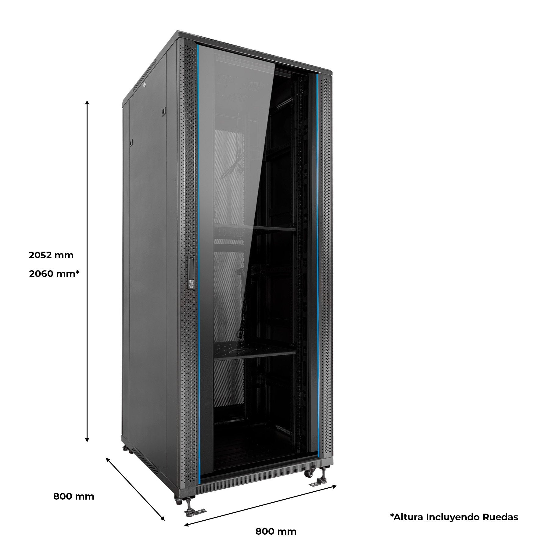 Armario Suelo  42u Ai8842 Aiten Data Pta Crist 800x800x2055 2f 4v 2l 1b 2cl 4r F8