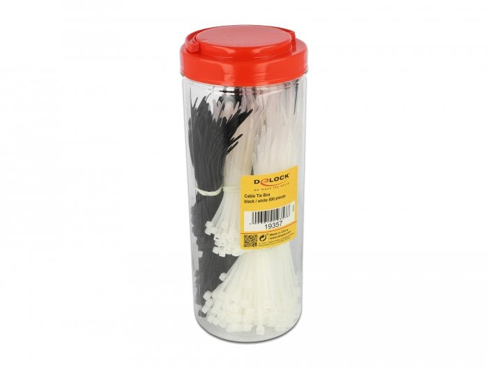 Delock Cablebinder Sortimentsbox 500 Mück Negro Blanco