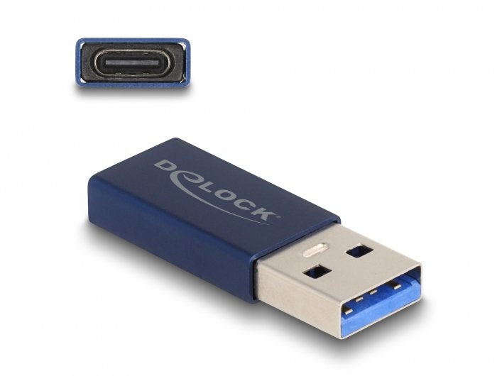 Delock 60049 Adaptador Usb 10 Gbps Usb Tipo-A Macho A Usb Type-C Activa Hembra Azul