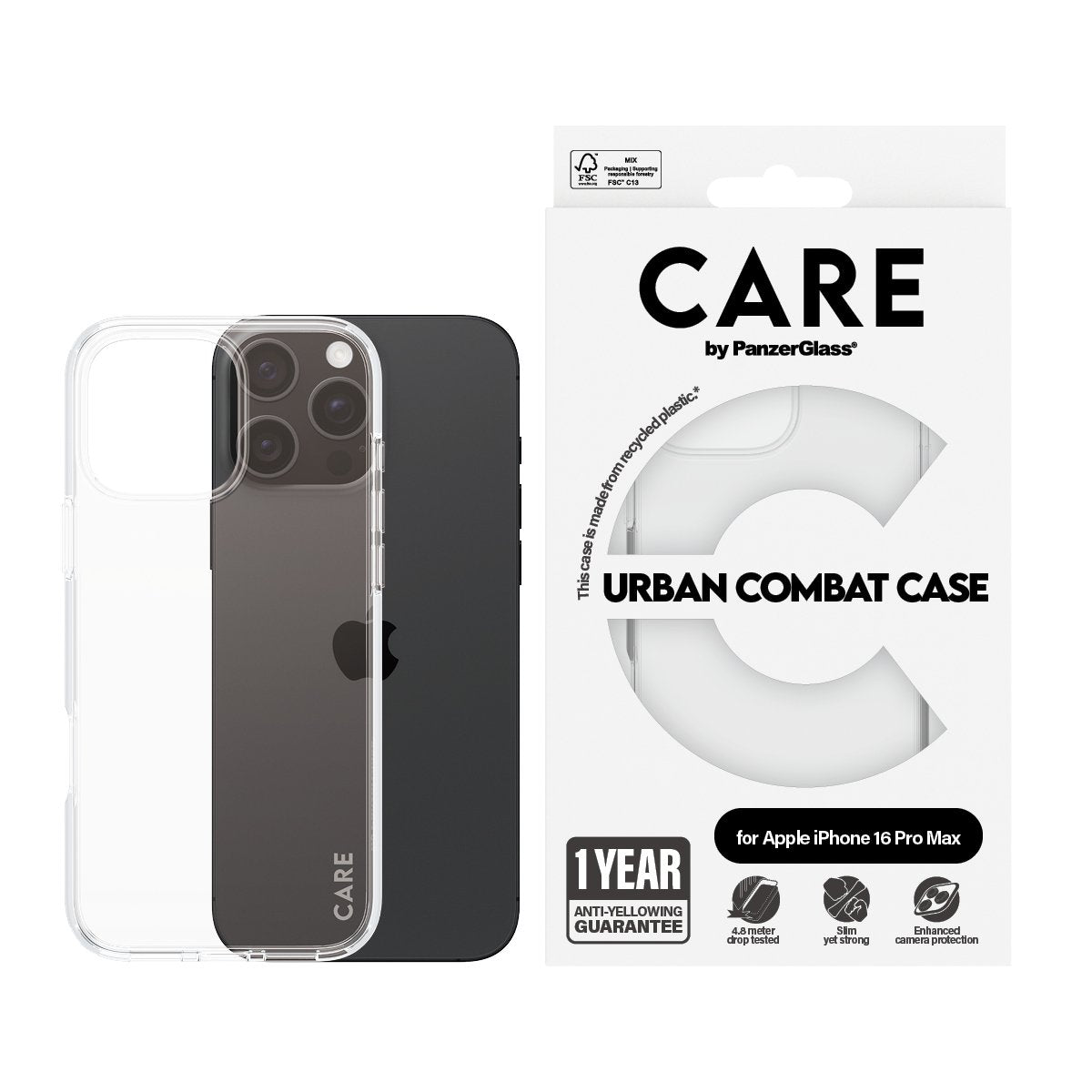 EAN 5715685004223 - PanzerGlass CARE™ by ® Urban Combat Case Transparent iPhone 16 Pro Max funda para teléfono móvil Transpar imagen 2