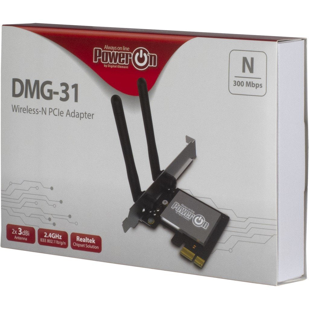 Adaptador Inter-Tech Wi-Fi 4 Pcie Dmg-31 2t2r Antena 300mbps Retail