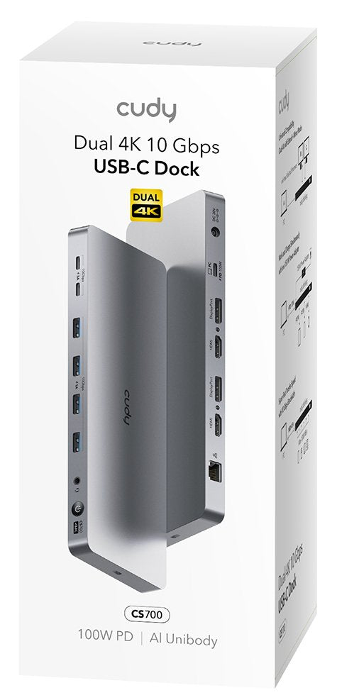 EAN 6971690793098 - Cudy CS700 base para portátil y replicador de puertos Acoplamiento USB 3.2 Gen 2 (3.1 Gen 2) Type-C Gris, imagen 5