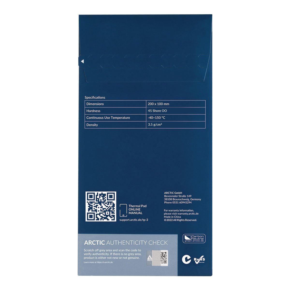 Arctic Thermal Pad Tp-3 200x100mm, T:1.0mm, Pack De 2pcs