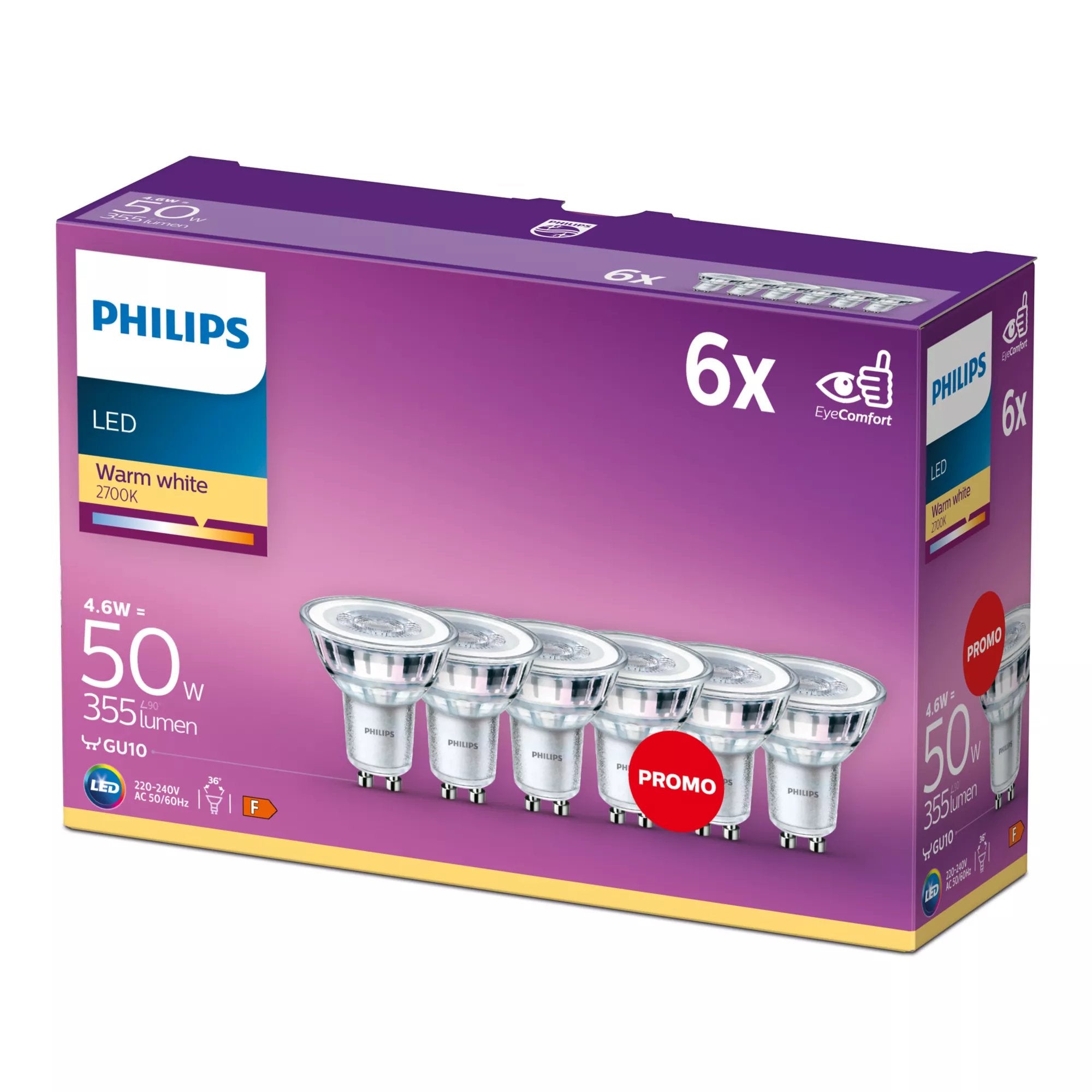 Philips Led-Classic Gu10 36d 6er Set 4,6w 2700k