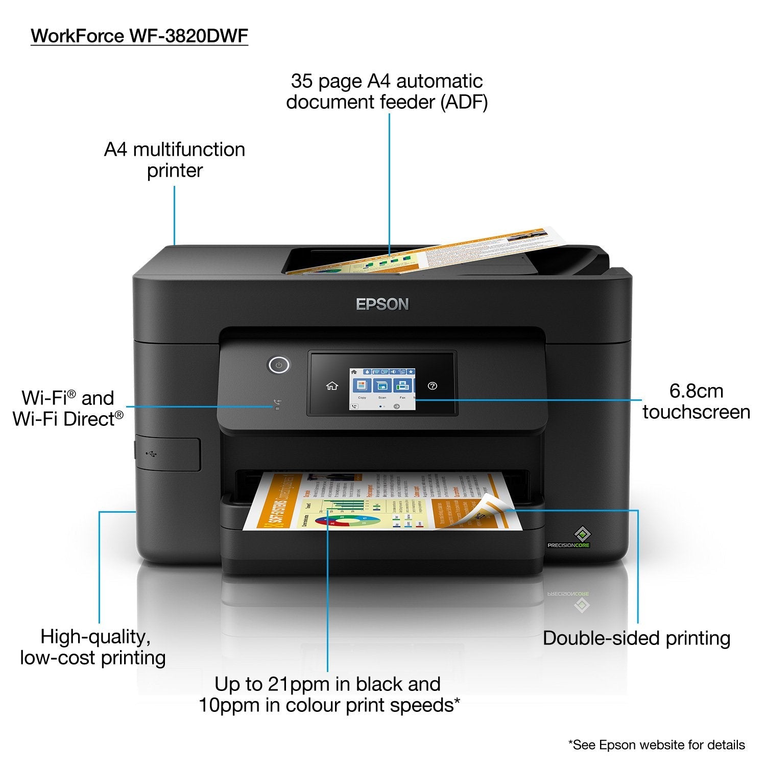 Impresora Epson Workforce Wf-3820dwf Wifi Fax Duplex