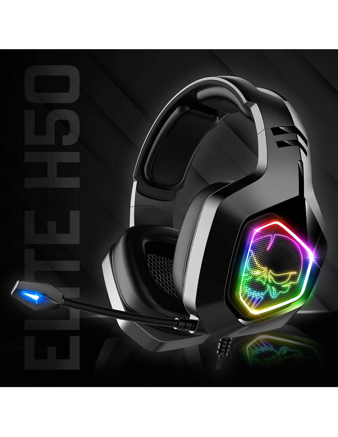 Auriculares Con Micrófono Spirit Of Gamer Elite-H50 Black Edition Drivers 40mm Conector Jack 3.5 Cable 2.1m