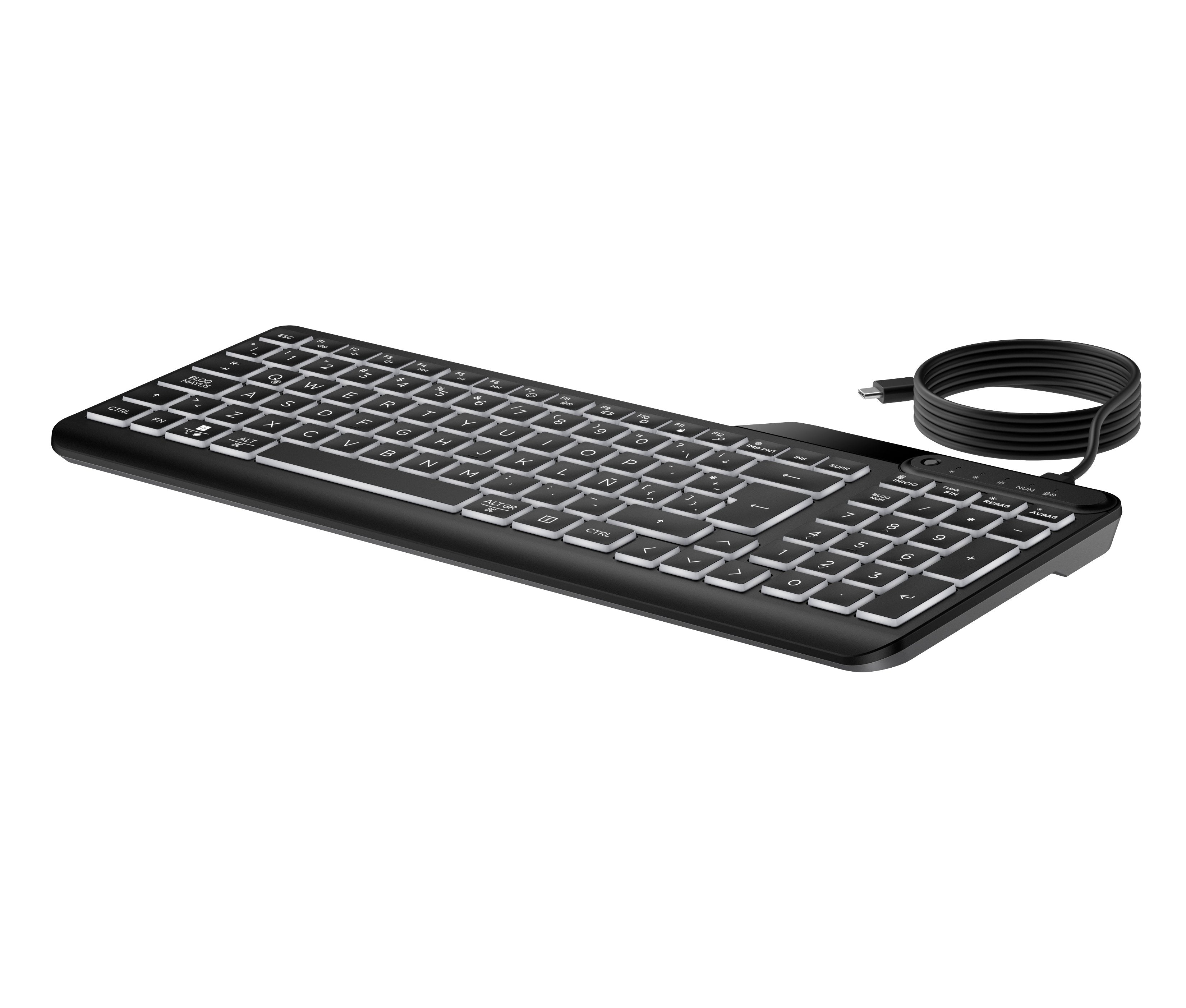 Teclado Con Cable Retroiluminado Hp 400, Teclado Negro, Aleman, Émbolo 7n7c0aa#Abd