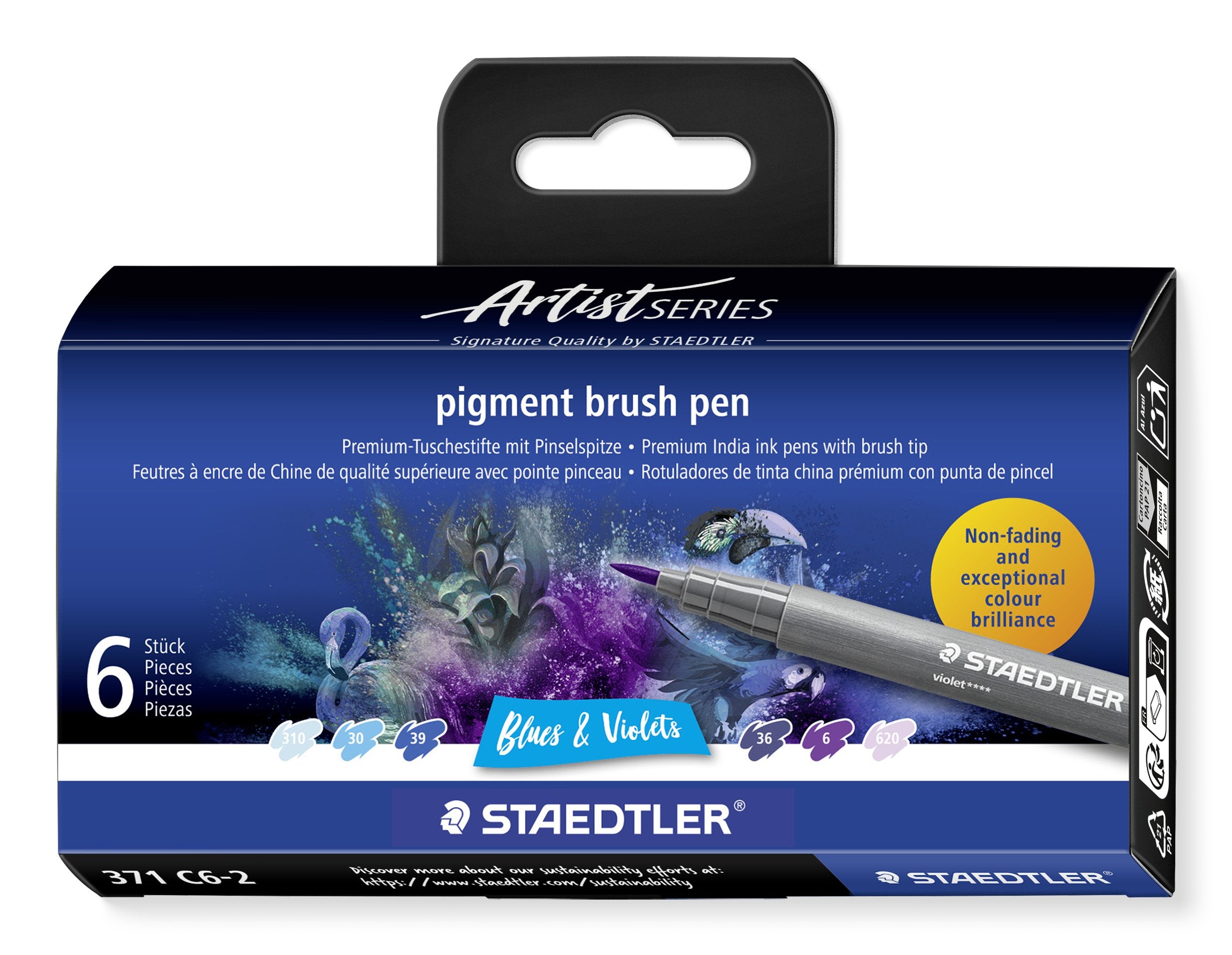 EAN 4007817097113 - Staedtler Pigment Arts Brush Pen Blues & Violets rotulador Azul, Violeta 6 pieza(s) imagen 1