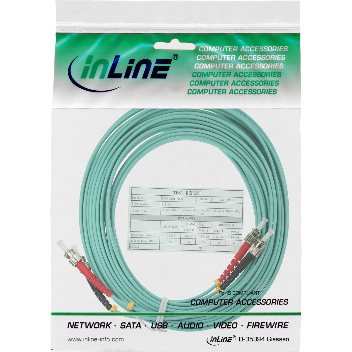 Cable Duplex De Fibra Óptica Inline St/St 50/125?M Om3 15m
