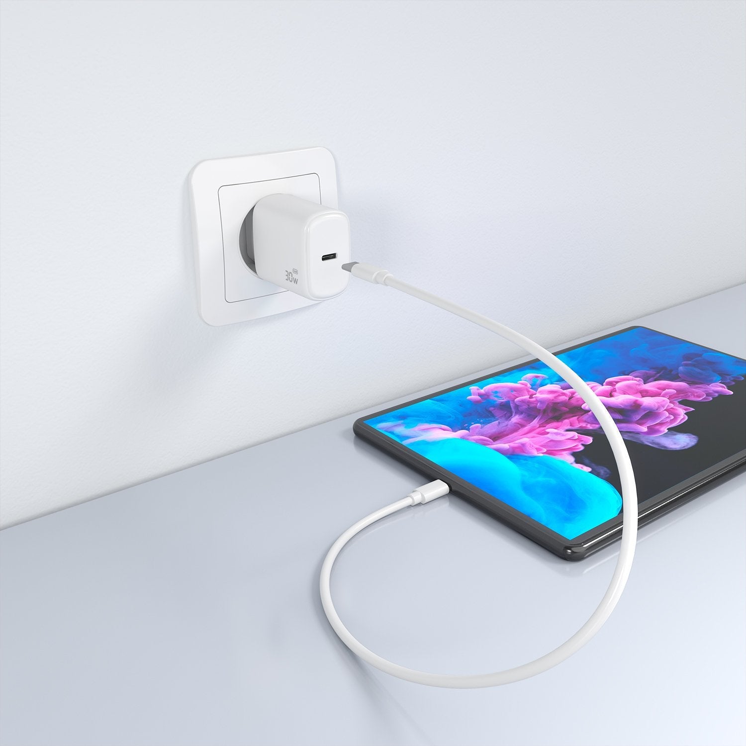 Aisens Cargador Gan 30w, 1xusb-C Pd3.0, Blanco