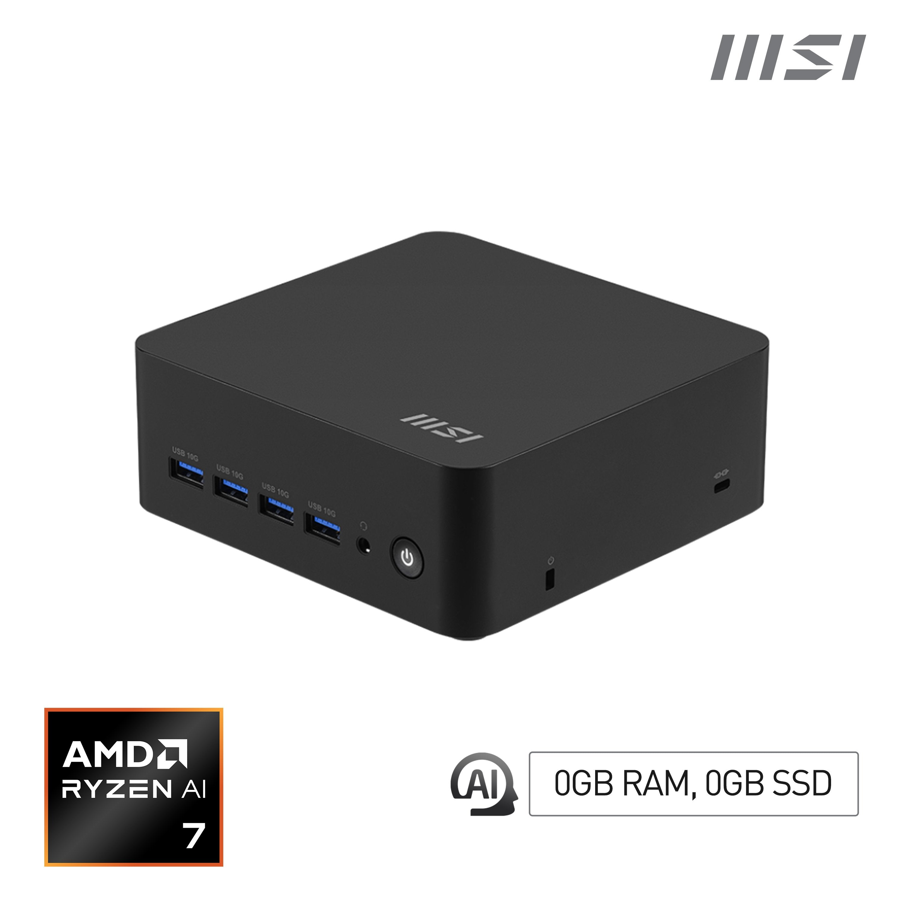 Barebone Msi Cubi Z Ai 8m-006beu Black Amd Ryzen 7 8845hs /  1x Usb 2.0, 5x Usb 3,.0, 2x Usb4 / Sin Sistema Operativo