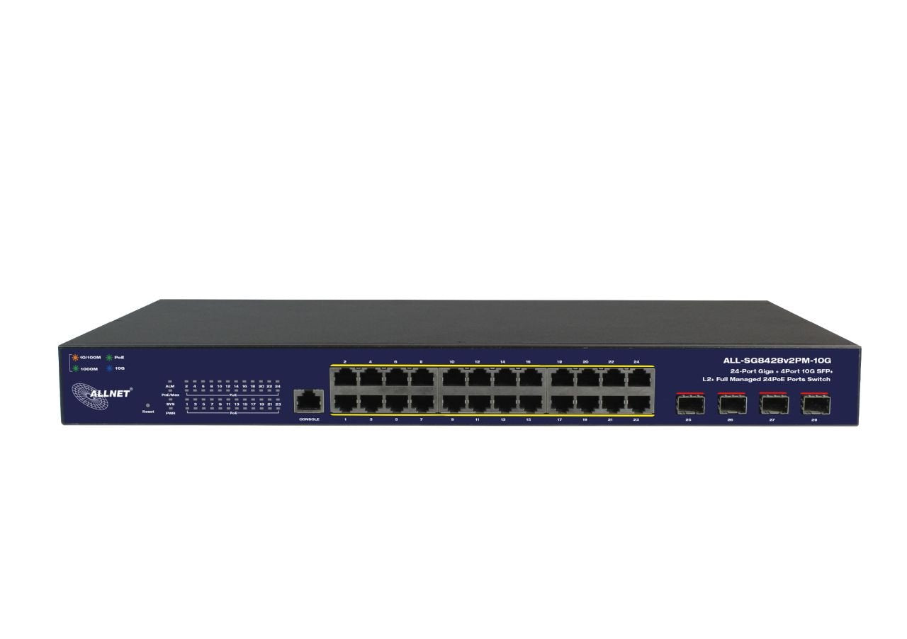 Allnet Switch Smart Managed Layer2 28 Port &Hll 24x 1 Gbe &Hll Poe Hdget 400w &Hll 4x Sfp+ &Hll 19\" &Hll Ventiladorlos &Hll All-Sg8428v2fpm-10g