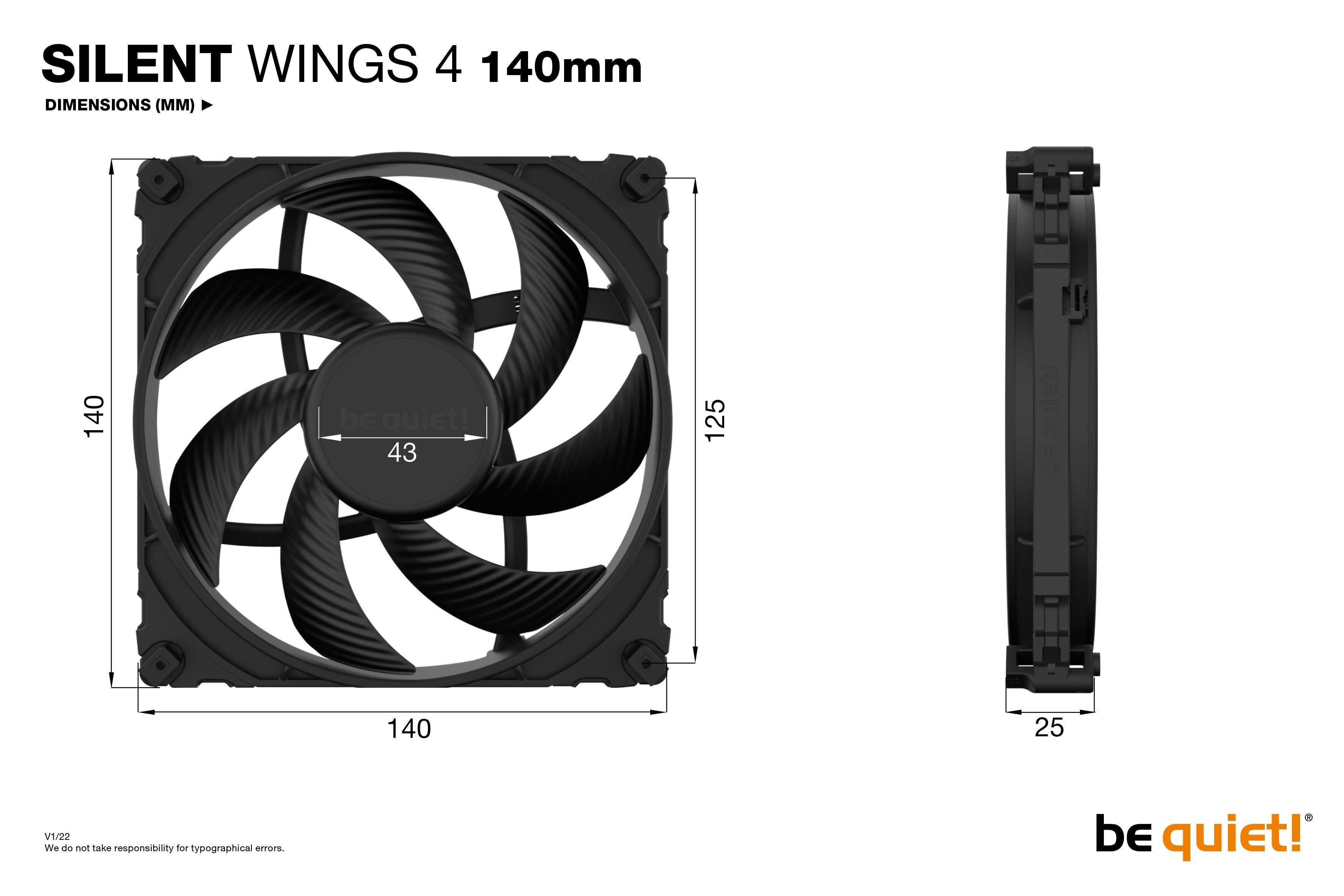 Ventilador 140x140 Be Quiet Silent Wings 4 Bl095